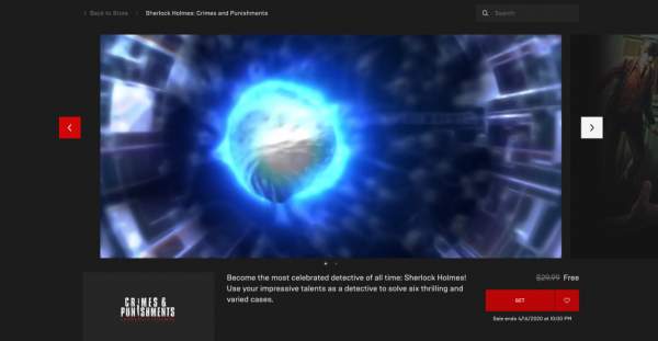 Đang miễn phí game Sherlock Holmes: Crimes and Punishments và Close to the Sun