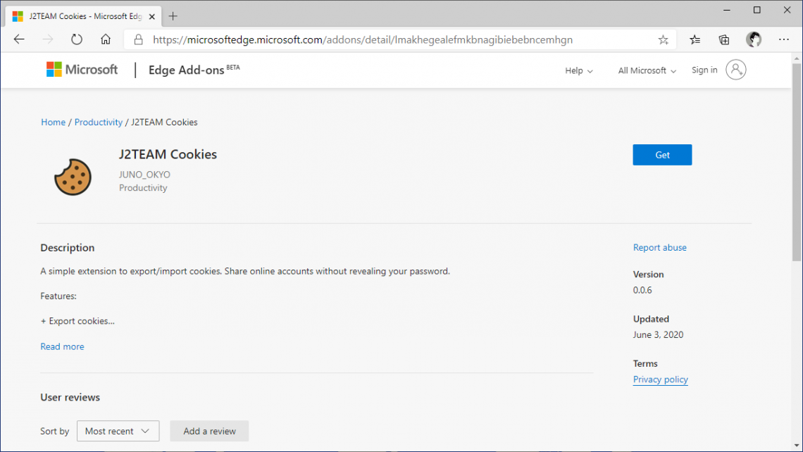 Dùng J2TEAM Cookies chia sẻ tài khoản trên Microsoft Edge không bị lộ
