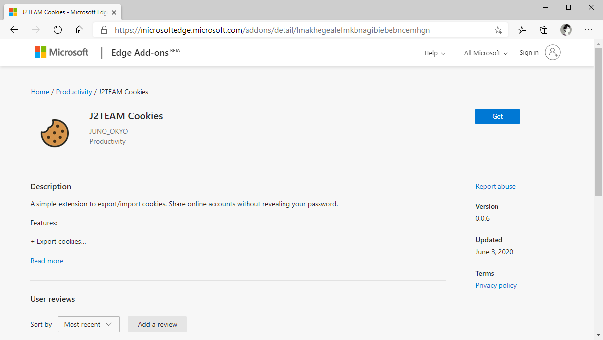 Dùng J2TEAM Cookies chia sẻ tài khoản trên Microsoft Edge không bị lộ password
