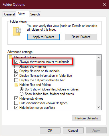 Sửa lỗi Windows 10 không hiện thị ảnh thu nhỏ (thumbnail)