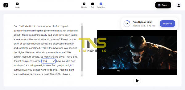 Rút gọn thời lượng, trích xuất giọng nói trong video ra văn bản