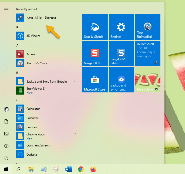 Cách ghim ứng dụng portable vào trình đơn Start Windows 10