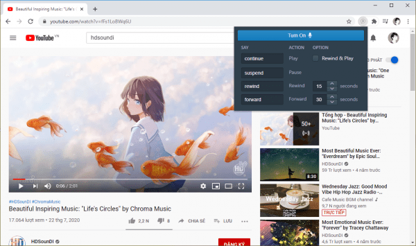 Cách điều khiển video YouTube trên Chrome bằng giọng nói