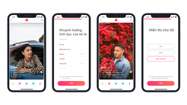 Tinder đa dạng hóa các tính năng về giới tính