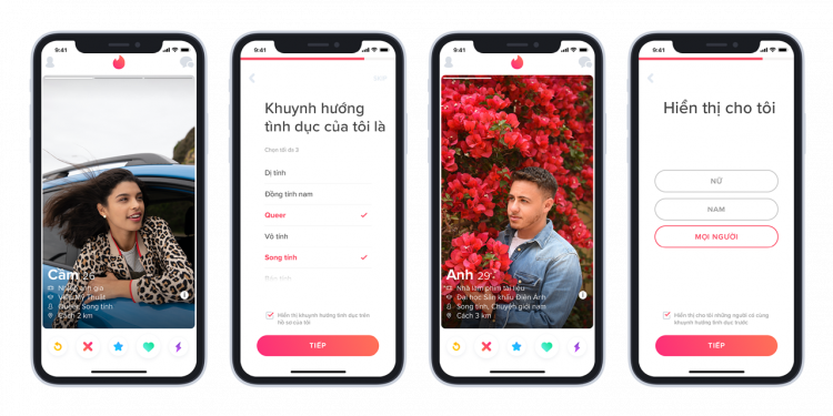 Tinder đa dạng hóa các tính năng về giới tính