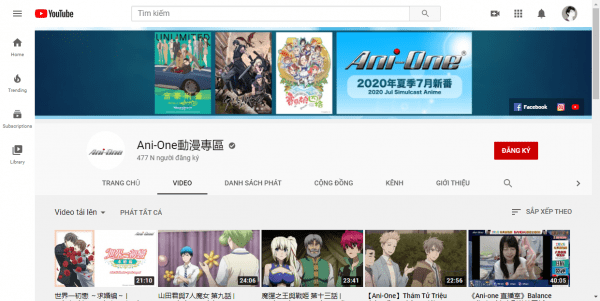 Ani-One: Xem Anime bản quyền miễn phí trên YouTube