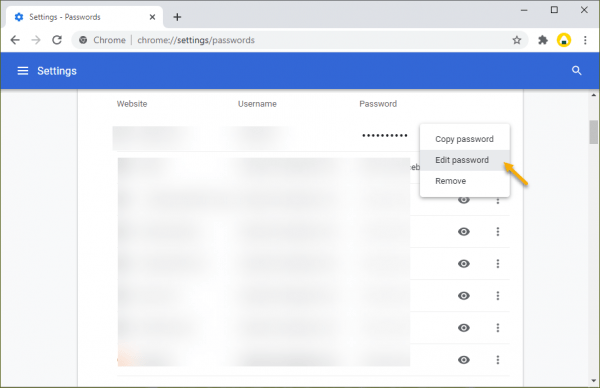Cách chỉnh sửa mật mã của tài khoản web đã lưu trên Chrome