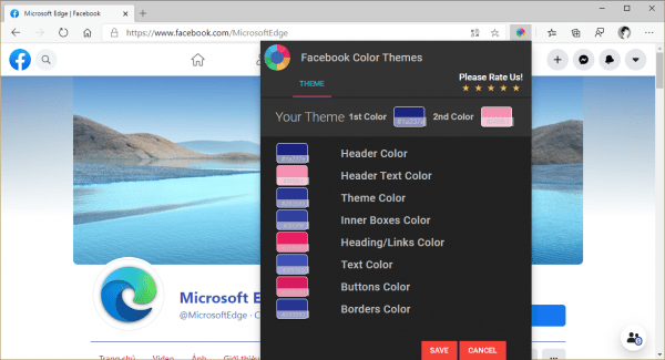 Cách đổi theme cho Facebook trên Microsoft Edge Chromium