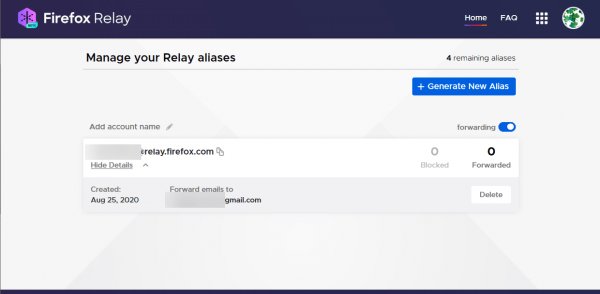 Cách dùng Firefox Relay tạo email ảo có khả năng chuyển tiếp thư