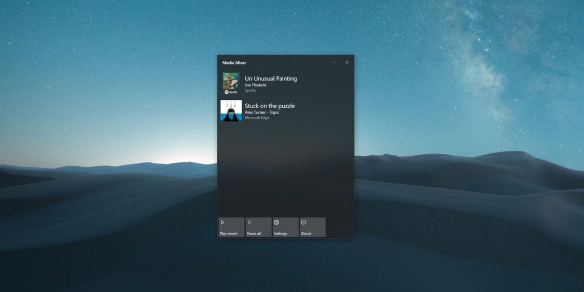 Media Mixer: Quản lý tất cả chương trình phát nhạc và video trên Windows 10