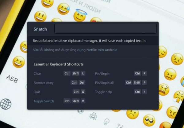 Snatch: Quản lý nội dung clipboard trên Windows 10
