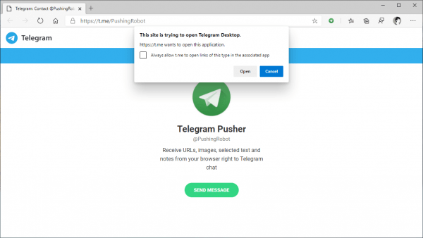 Cách gửi ảnh, URL, văn bản,… vào Telegram từ Chrome