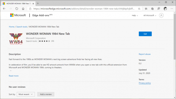 Ngắm nhìn Wonder Woman 1984 mỗi khi mở tab mới trên Microsoft Edge