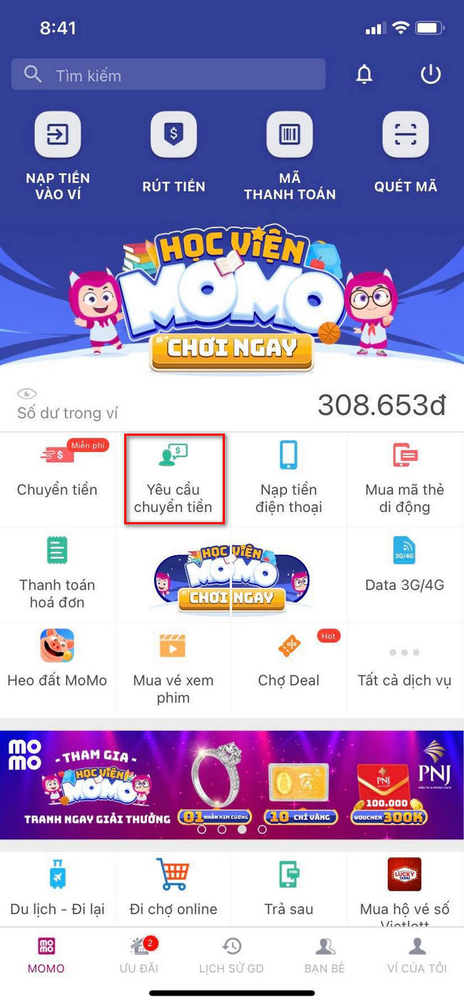 Cách tạo liên kết chuyển tiền trên Momo