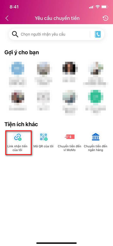 Cách tạo liên kết chuyển tiền trên Momo