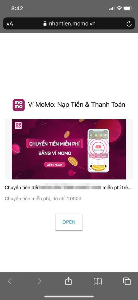 Cách tạo liên kết chuyển tiền trên Momo