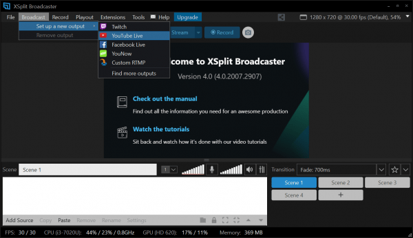 XSplit Broadcaster: livestream lên YouTube, Facebook, dễ dàng