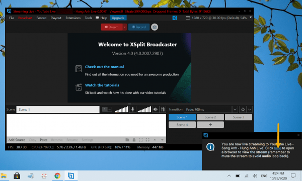 XSplit Broadcaster: livestream lên YouTube, Facebook, dễ dàng