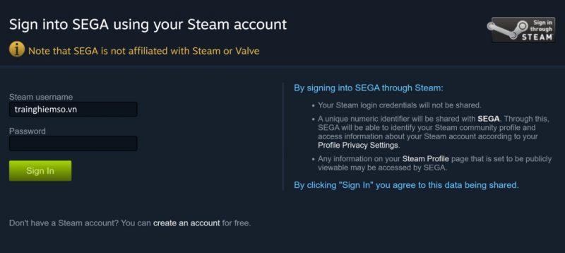 Liên kết tài khoản Steam