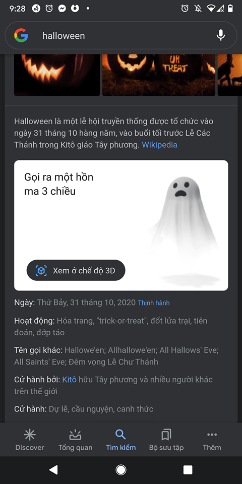 Google bổ sung động vật 3D mới cho Halloween