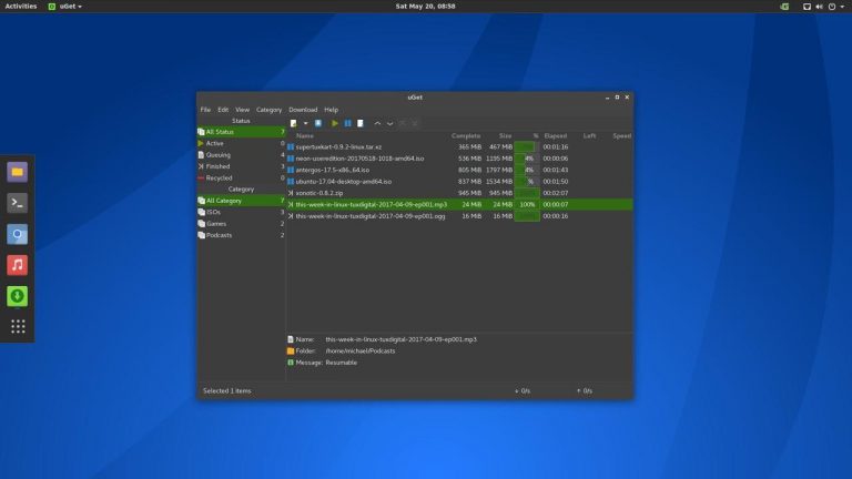 uGet: Tải file theo category tương tự IDM