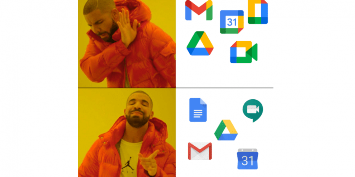 Cách sử dụng lại biểu tượng cũ của Gmail, Lịch, Meet,…