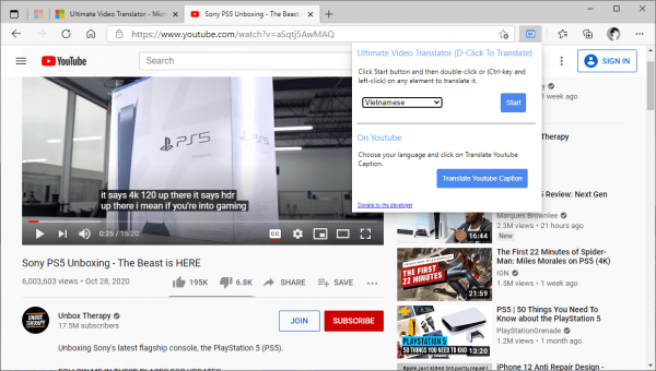 Video YouTube không có phụ đề tiếng Việt, vậy hãy dùng Ultimate Video Translator