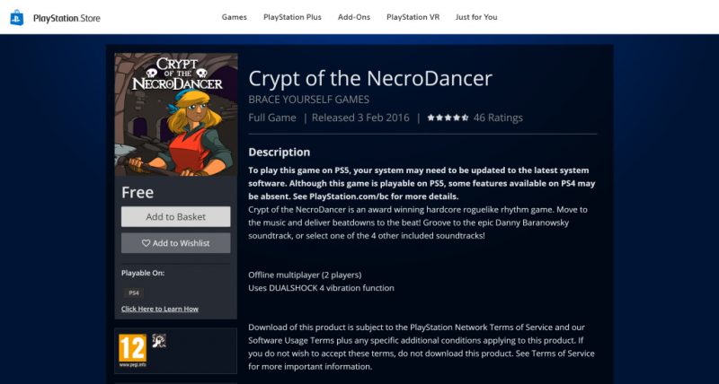 Đang miễn phí game Crypt of the NecroDancer cực hay cho PlayStation 4?