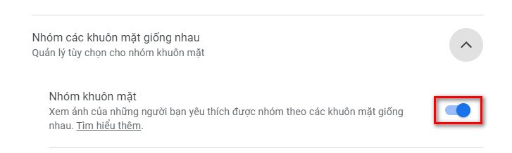Tắt nhận diện khuôn mặt trong Google Photos