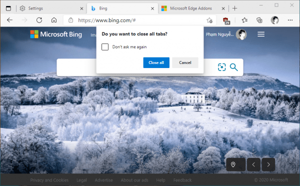 Cách ngăn đóng cửa sổ Microsoft Edge