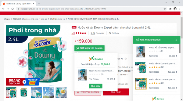 Devion: Tìm, so sánh giá sản phẩm tốt nhất trên Shopee, Tiki, Sendo