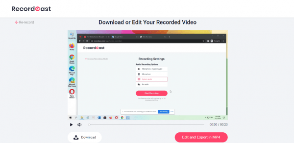 RecordCast: quay video màn hình desktop, webcam trong 30 phút
