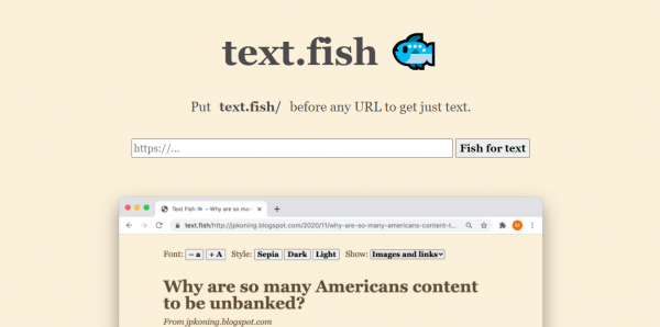 Cách dùng Text Fish đọc tin tức online không quảng cáo