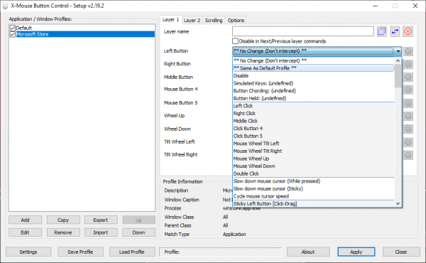 X-Mouse Button Control: Thay đổi chức năng chuột máy tính cho từng ứng dụng