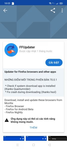 Cách kiểm tra, cập nhật Firefox nhanh nhất không cần Google Play