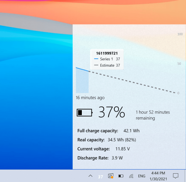 Fluent Flyouts: Xem % pin, độ chai pin trên Windows 10