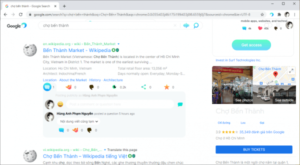 Surf: Đánh giá, bình luận,… trên mỗi kết quả tìm kiếm trên Google 4