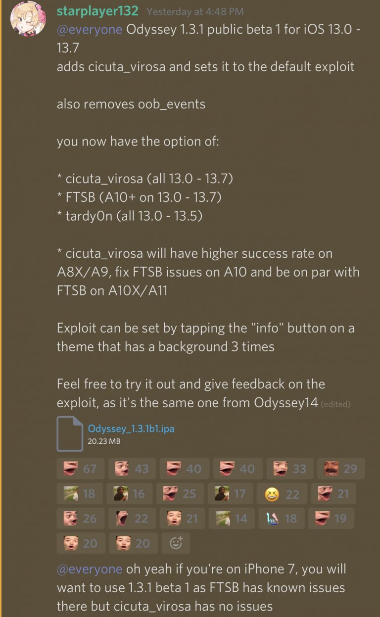 Odyssey v1.3.1 beta 1 - jailbreak iOS 13.0-13.7