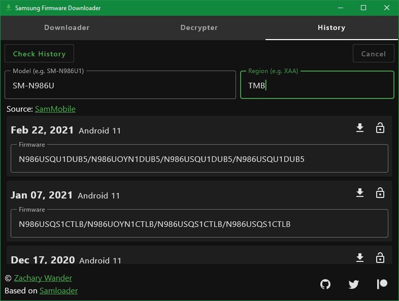 Samsung Firmware Downloader