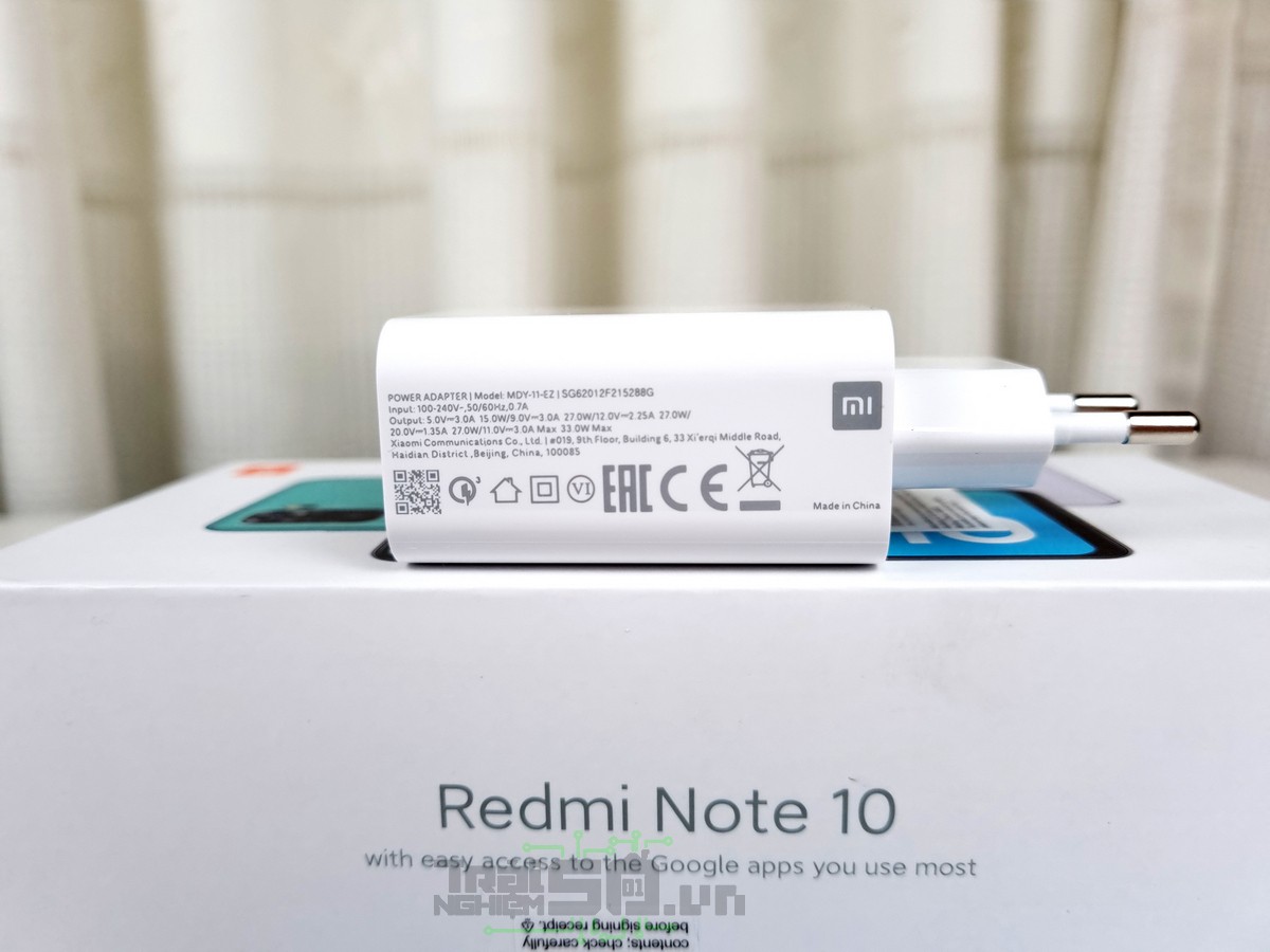 Thông số củ sạc Redmi Note 10