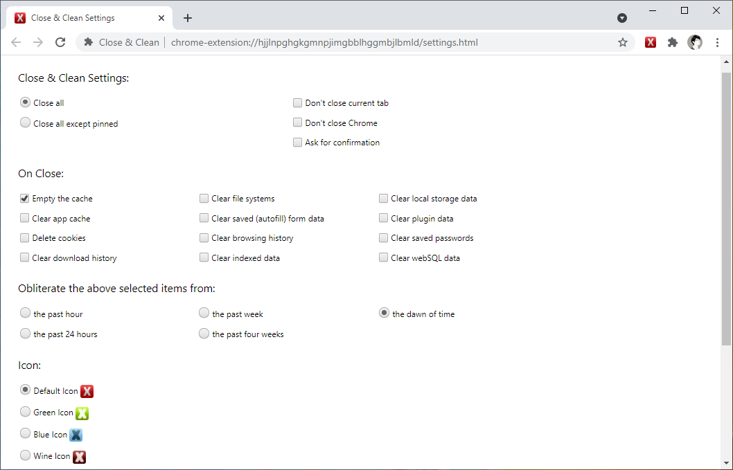Use Clean Close Click chuột, đóng và xóa ngay mọi dữ liệu duyệt web trên Chrome