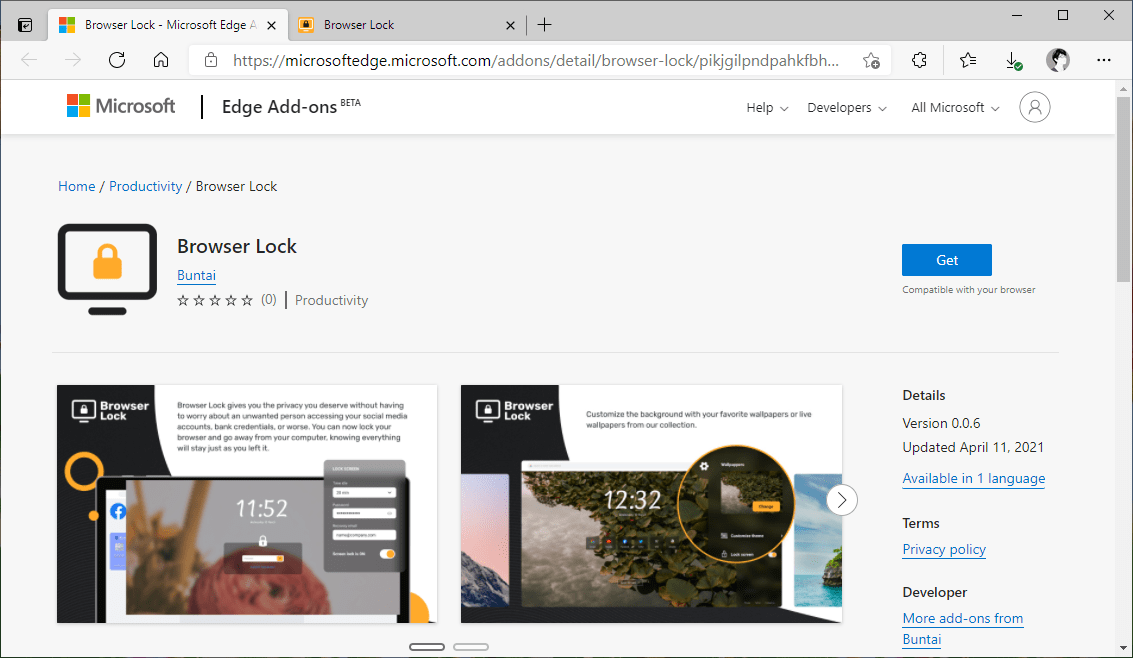 Browser Lock Tiện ích khóa Microsoft Edge xịn hơn, đẹp hơn