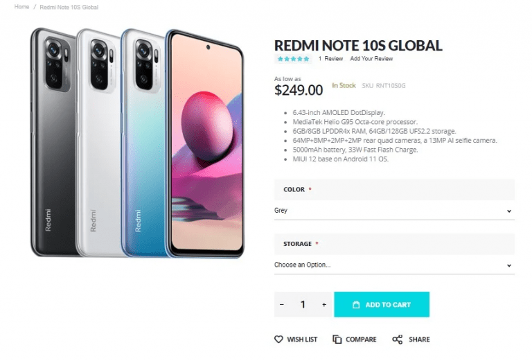 Redmi Note 10S ra mắt toàn cầu với giá 249USD