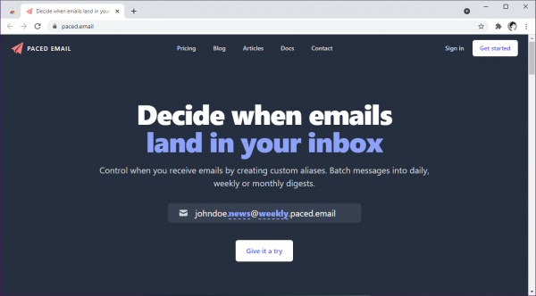 Paced Email: Dịch vụ tạo email ảo miễn phí