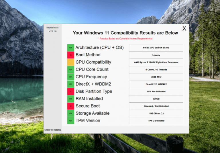 WhyNotWin11: Xem chi tiết vì sao máy bạn không nâng được lên Windows 11