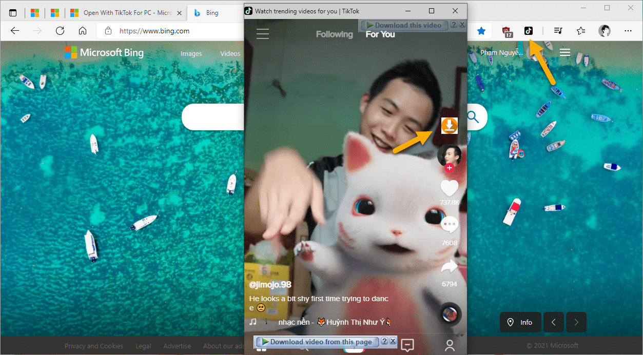 Xem, tải video TikTok từ Microsoft Edge không cần IDM