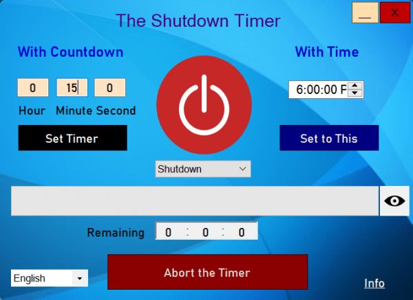 Cách tắt máy tính Windows 10 tự động bằng The Shutdown Timer