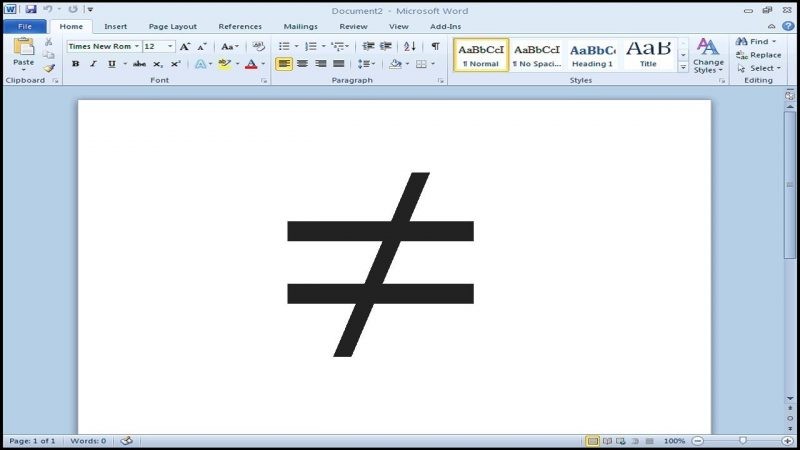 Cách nhập dấu không bằng (≠) trên PC