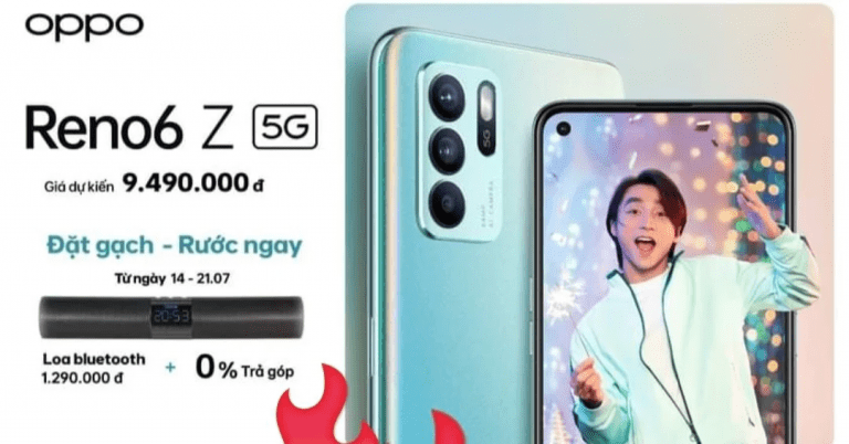 OPPO Reno6 Z 5G có giá khoảng 9.4 triệu tại Việt Nam