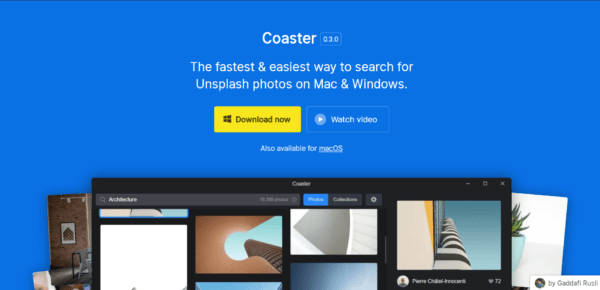 Coaster: Ứng dụng tuyệt vời tải ảnh Unsplash 